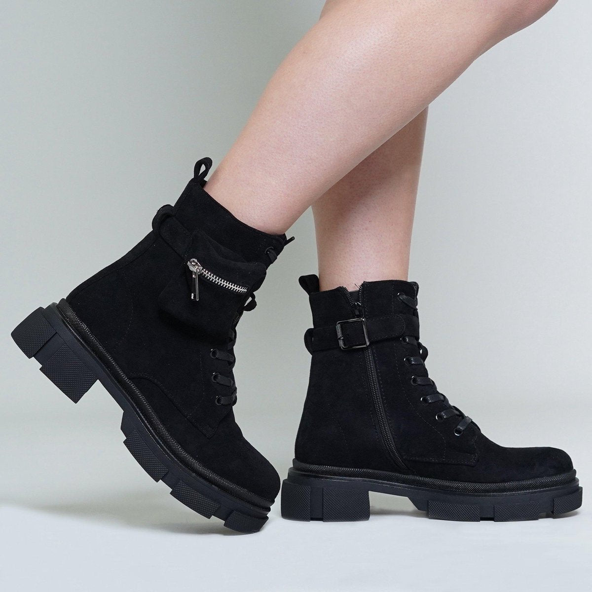 Zwarte suède biker boots met tasje 40 / Zwart