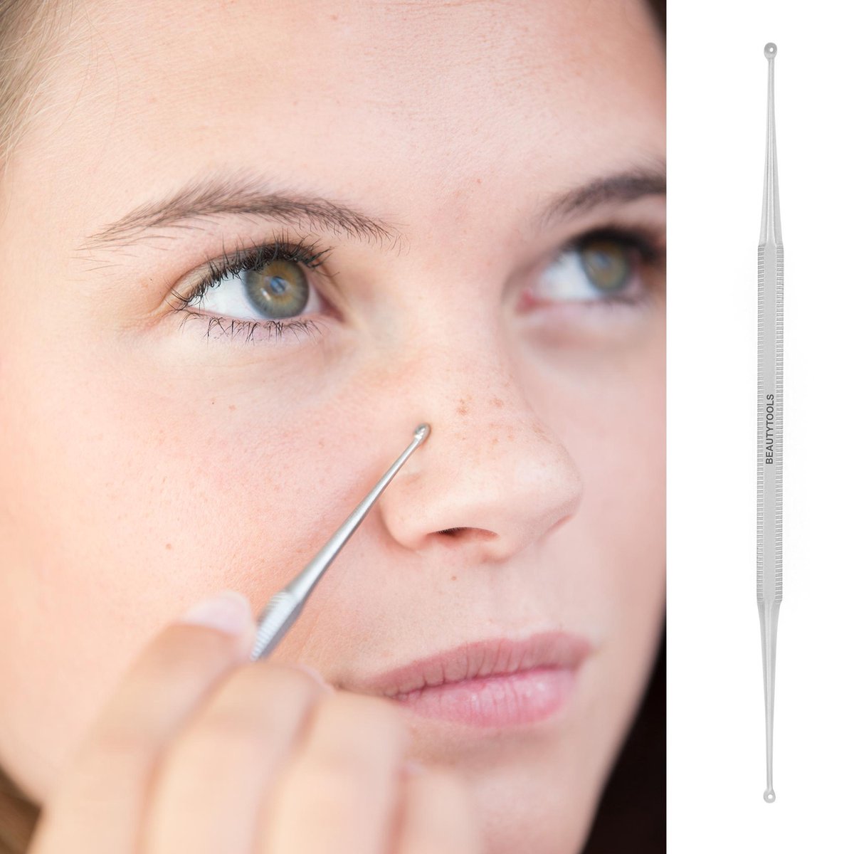 BeautyTools INOX Professioneel Comedonenlepel (drukker) Voor Het Verwijderen Van Mee-eters/ Blackhead remover – Dubbelzijdig - 12 cm (FC-0362)