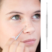 BeautyTools INOX Professioneel Comedonenlepel (drukker) Voor Het Verwijderen Van Mee-eters/ Blackhead remover – Dubbelzijdig - 12 cm (FC-0362)
