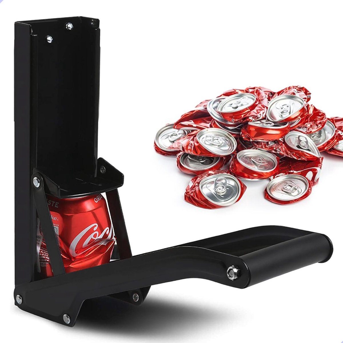 Usta® - 2-in-1 Blikjespers tot 0.5l/50cl met Flesopener - Geschikt voor Metaal & Plastic - Blikkenpers - Flessenpers - Can Crusher - Zwart