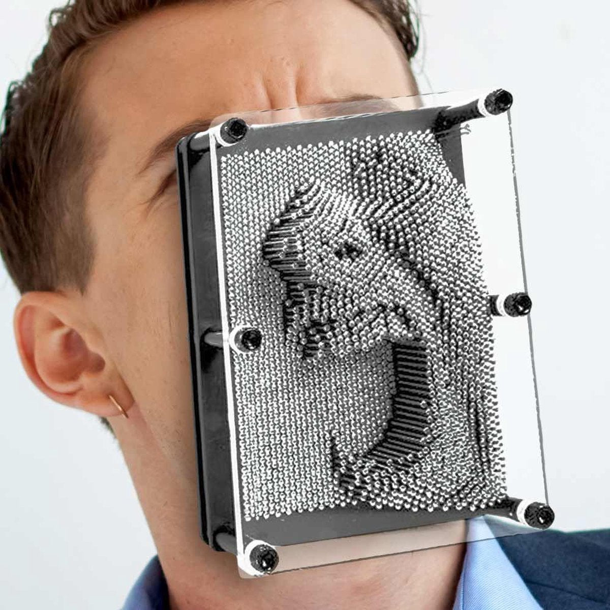 MikaMax Pin Art XL - Bordspel - Spijkerspel - 20cm – Zwart