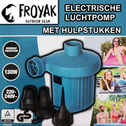 ✔️ FROYAK Electrische Opblaaspomp met 3 opzetstukken| Compacte opblaaspomp - Luchtpomp Pomp Luchtbed - Luchtbedpomp - opblaaspomp zwembad - pomp elektrisch - pomp zwembad - opblazen - opblaas - vacuümzakken - intex