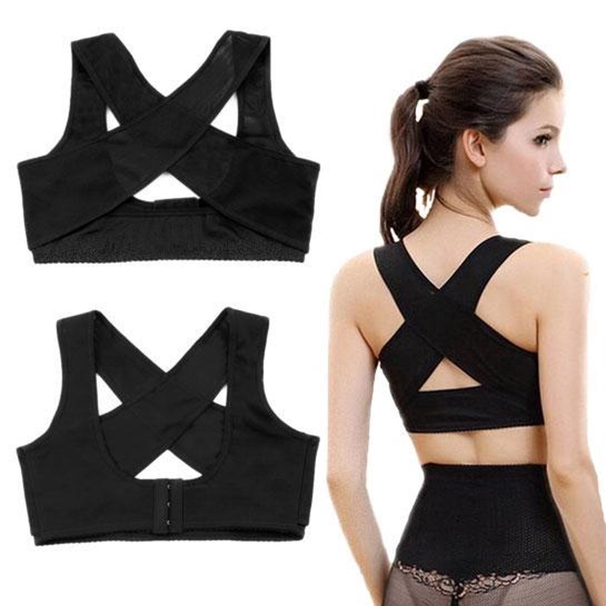 Dames rugband - Rugbrace - maat L - Zwart