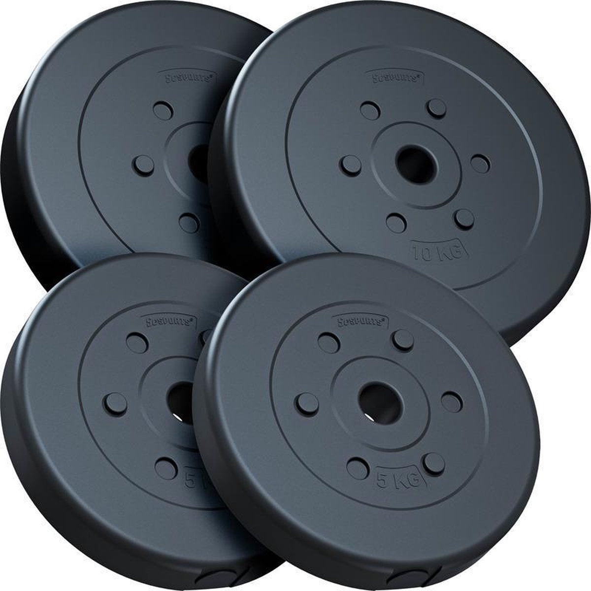 ScSPORTS® Halterschijven set 30 kg - Kunststof - 30 mm - 2x10 - 2x5 kg - Gewichten