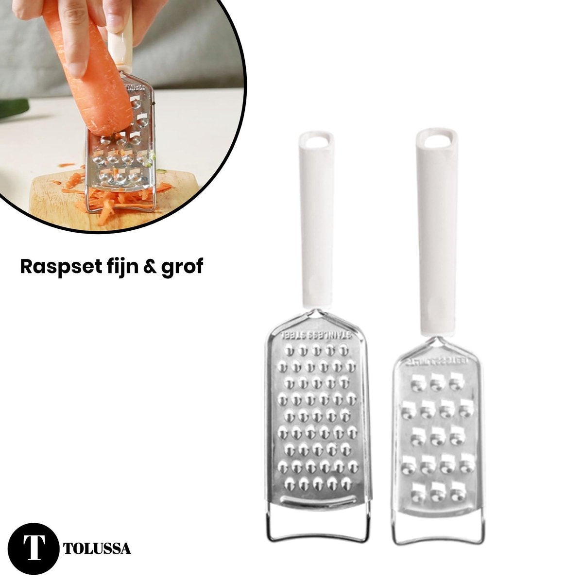 Tolussa rasp - kaasrasp - handrasp - gemberrasp - citroenrasp - grof en fijn set