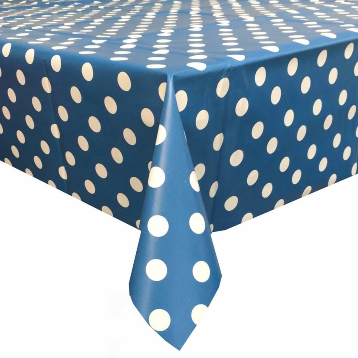 MixMamas Tafelzeil Grote Stip - 140 x 200 cm - Blauw/Wit
