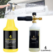Contactloze Schuim Reiniging Set voor Caravans & Campers – Schuimlans voor hogedrukreiniger+1 L Concentraat - SnowFoamKit –Wraps & Wax Safe - Actief Nano Schuim - Krachtig - Veilig voor alle oppervlakken - Reinigen zonder borstel – Krasvrij - Clenano