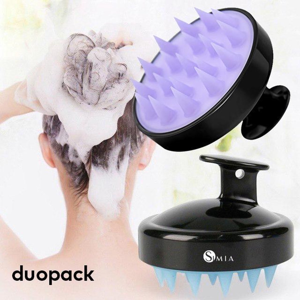 Simia™ Siliconen Haarborstel 2 Stuks - Hoofdhuidmassage voor gezond haar