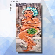 Diamond Painting Pakket Dikke Dames in Douche - vierkante steentjes - 20 x 50 cm