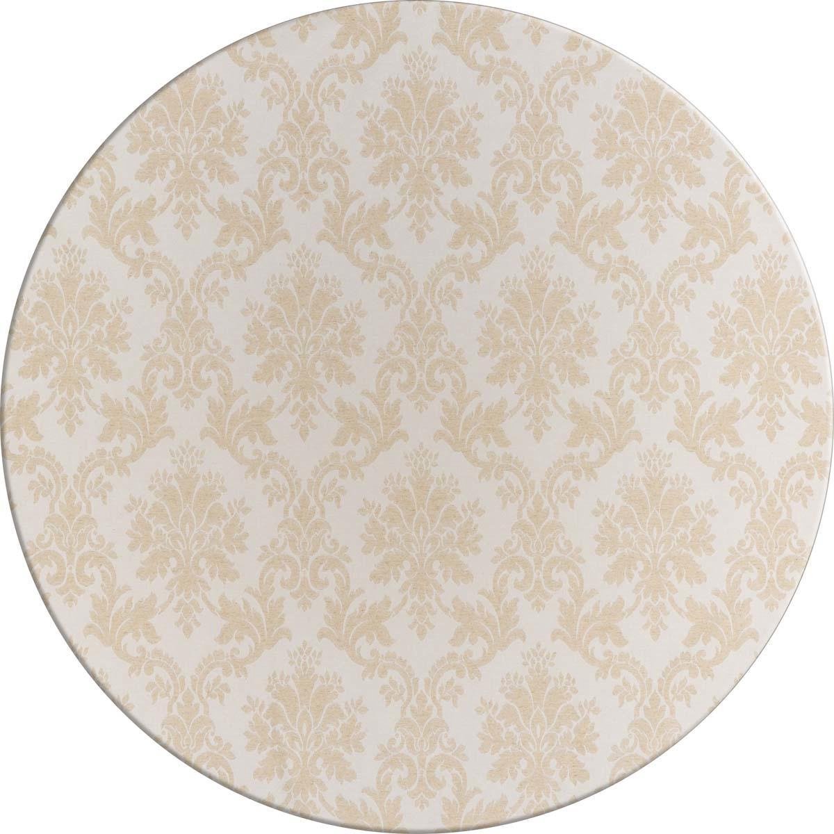 MixMamas Rond Tafelkleed Gecoat Jacquard - Ø 160 cm – Chateau Barok - Beige / Zilver