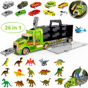 Allerion Dinosaurus Auto XL Speelgoedset - 26 delig – Inclusief Opbergkoffer – Met dinosaurussen