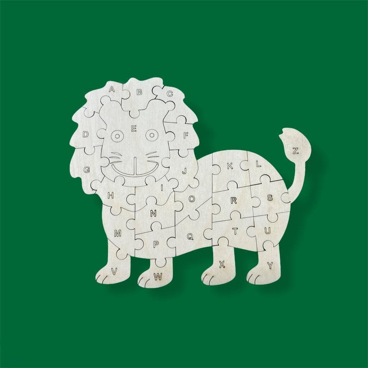 Kinder Puzzel - Hout - Leeuw - Puzzels - Leren - 24x21 cm - Kinderen - Puzzel - Speelgoed - Ontwikkelen - Kinderen - Kleuter - Peuter - Knutselen - Speelgoed - Jongen - Meisje - Speelgoed Jongens - Speelgoed Meisjes