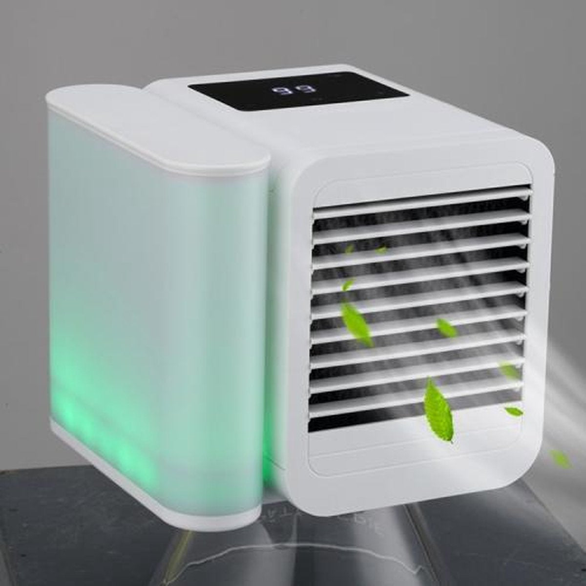 3-in-1 koeling + bevochtiging + zuivering Luchtkoeler Desktop-koelventilator met kleurrijk licht