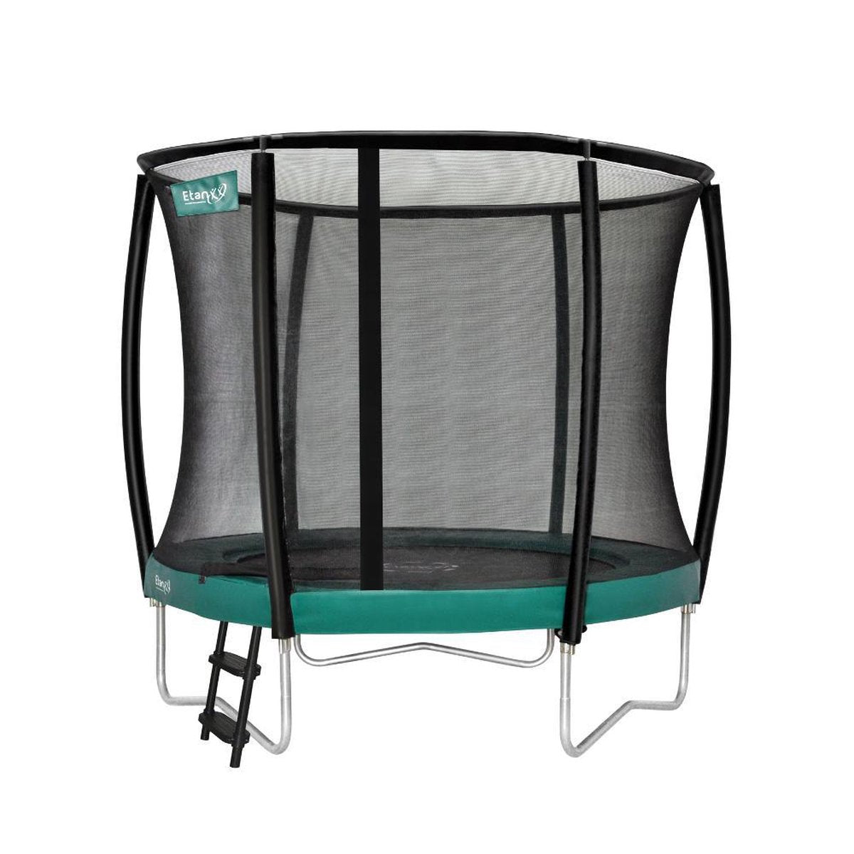 Etan Premium Gold Trampoline met net deluxe - Ø 244 cm / 08 ft - incl. Deluxe Veiligheidsnet - UV-bestendig Randkussen - Groen - Rond