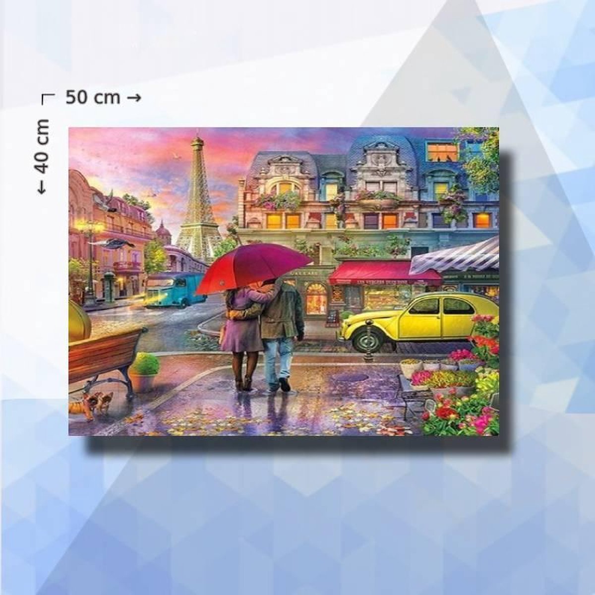Diamond Painting Pakket Romantisch in Parijs - vierkante steentjes - 50 x 40 cm
