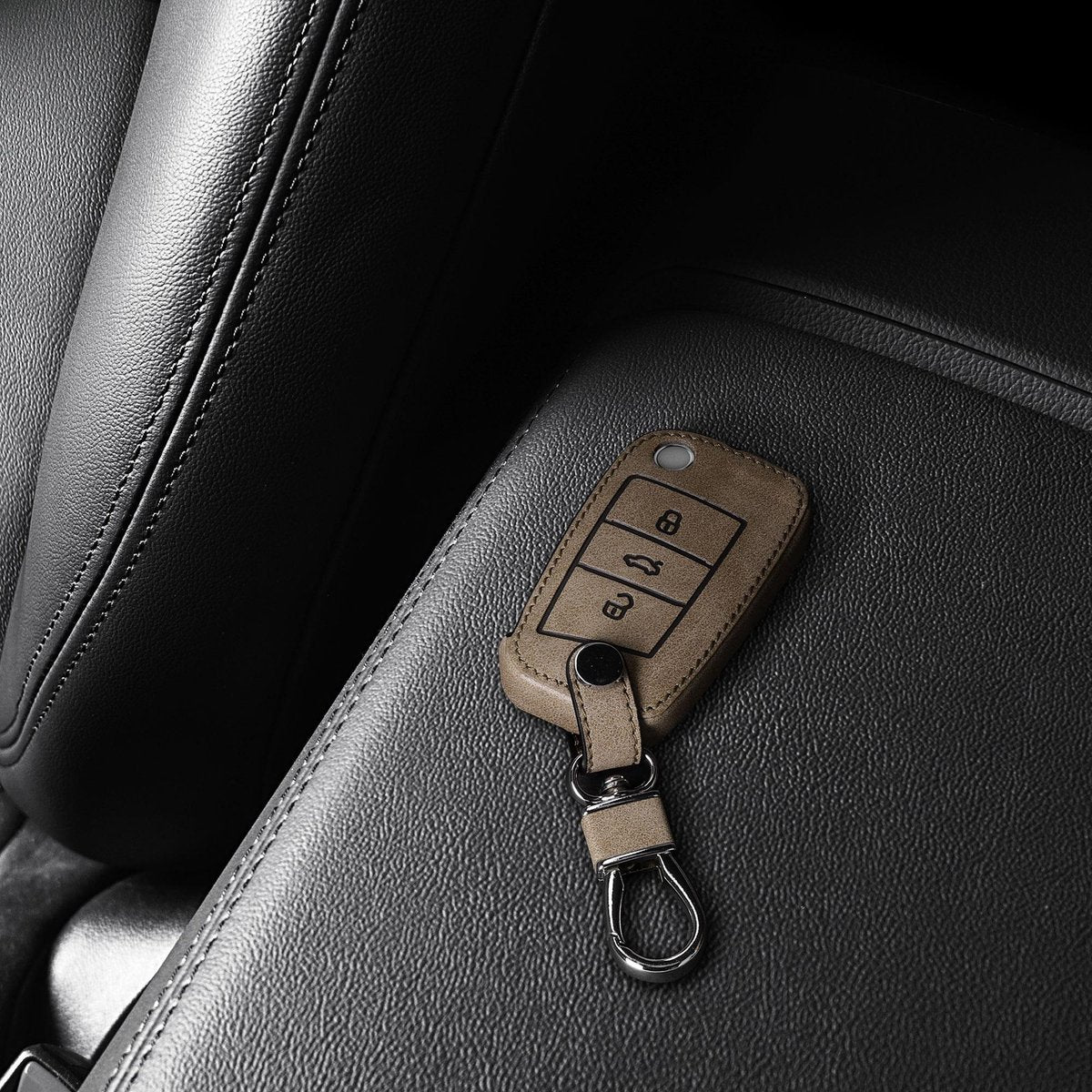 kwmobile autosleutel hoesje voor VW Golf 7 MK7 3-knops autosleutel - Autosleutel behuizing in bruin - Vintage Kompas design
