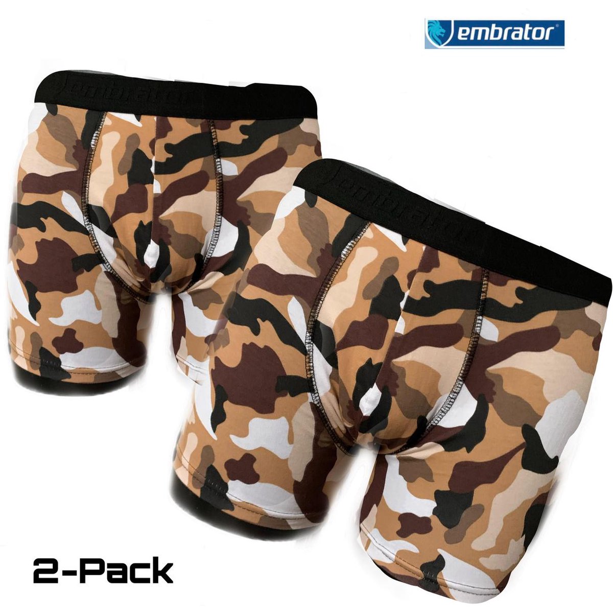 Embrator 2-pack heren Boxershort overall print camouflage bruin maat L