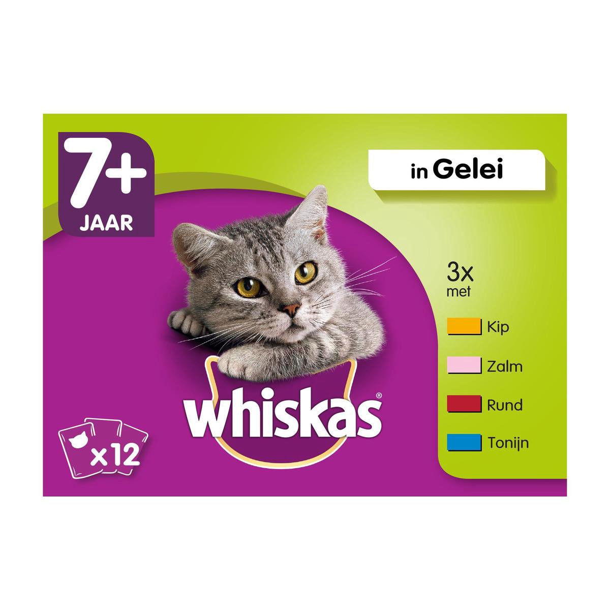 Whiskas 7+ Senior Multipack Maaltijdzakjes - Mix in Gelei - Kattenvoer - 48 x 100g