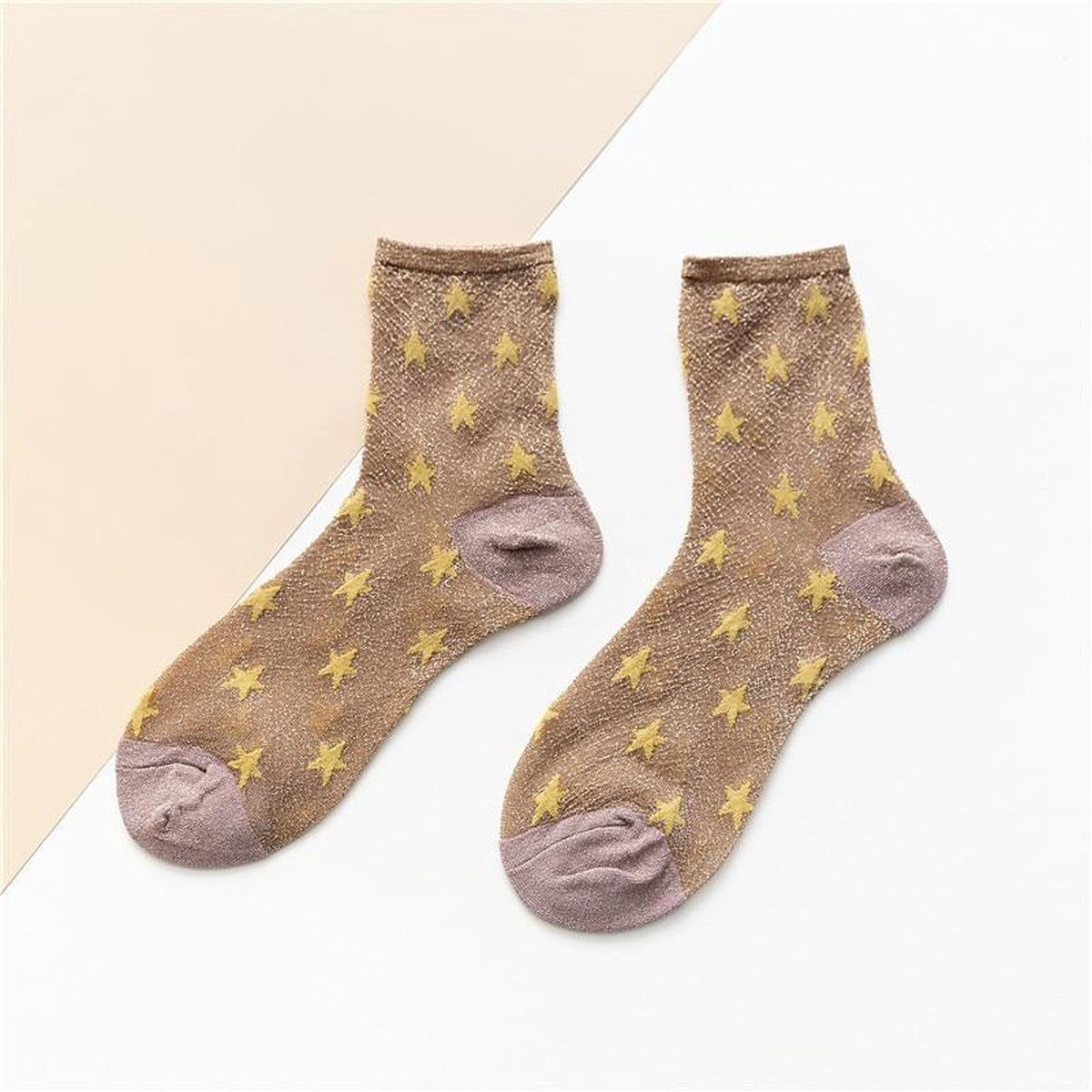 Glittersokken Sterretjes - Beige