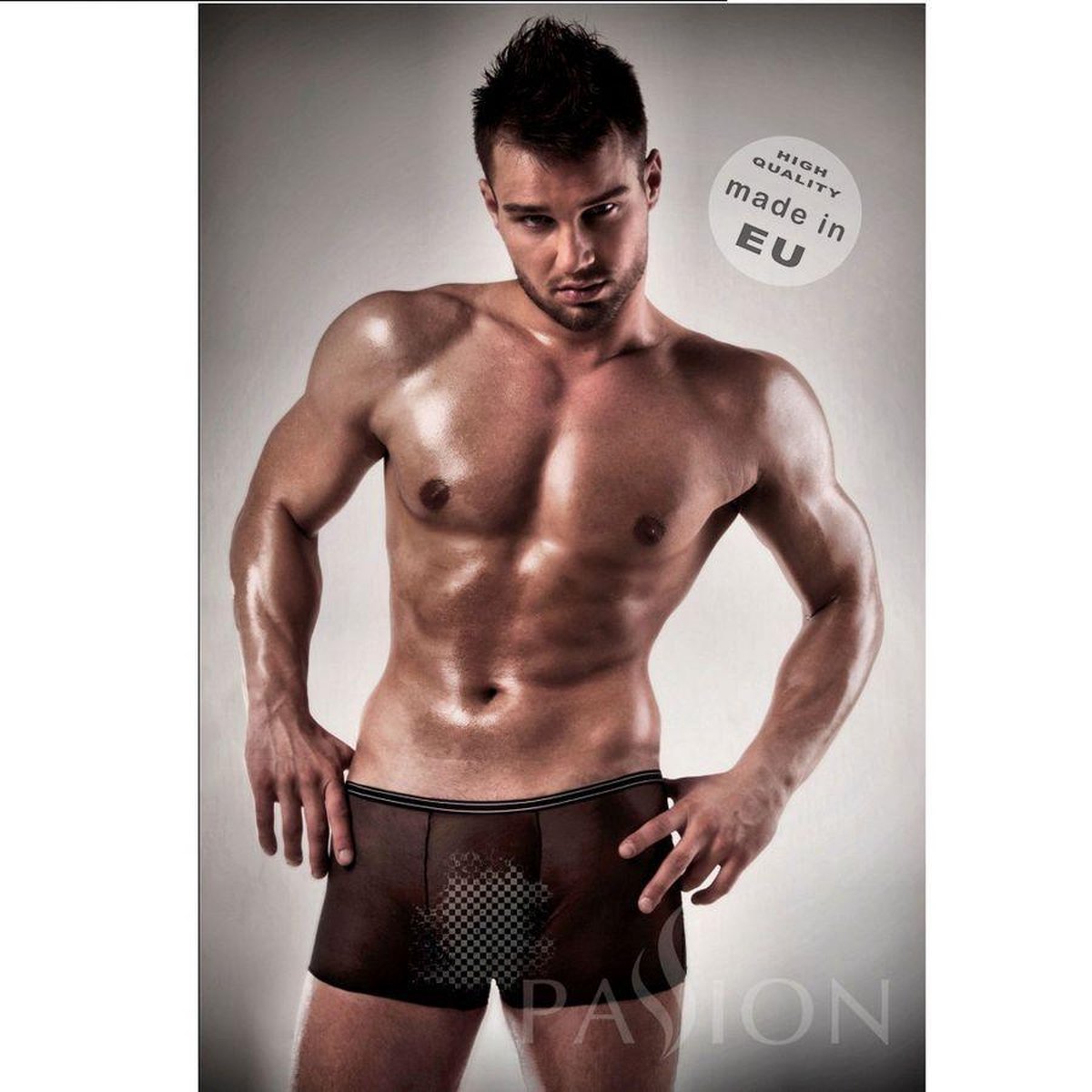 BOXER BLACK CLEAR BY PASSION MEN LINGERIE L/XL