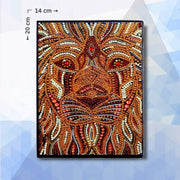 Diamond painting Notitieboekje pakket Leeuw - ronde steentjes