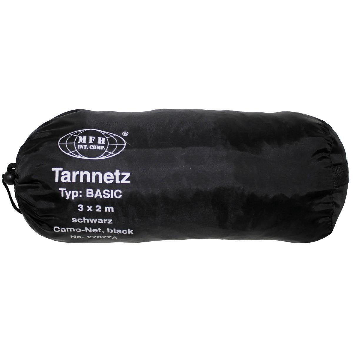 MFH Camouflagenet 3 x 2 m 'Basic' zwart met PVC-draagtas