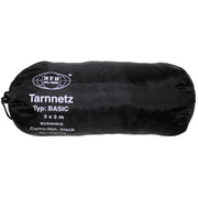 MFH Camouflagenet 3 x 2 m 'Basic' zwart met PVC-draagtas