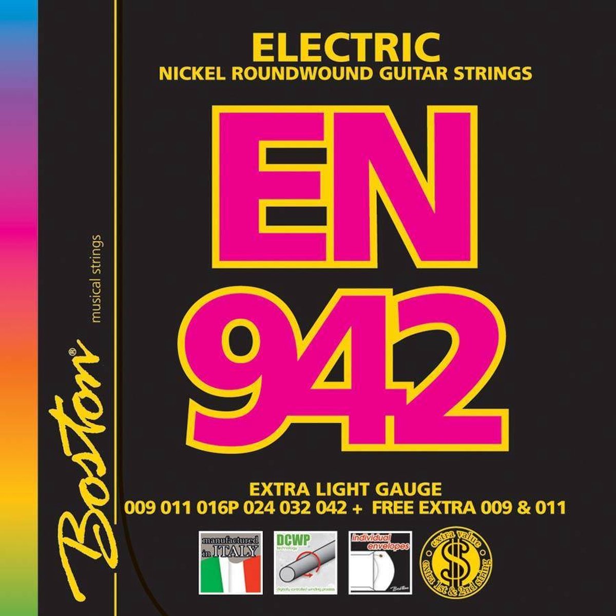 Snarenset elektrische gitaar Boston EN-942 nickel roundwound Extra Light
