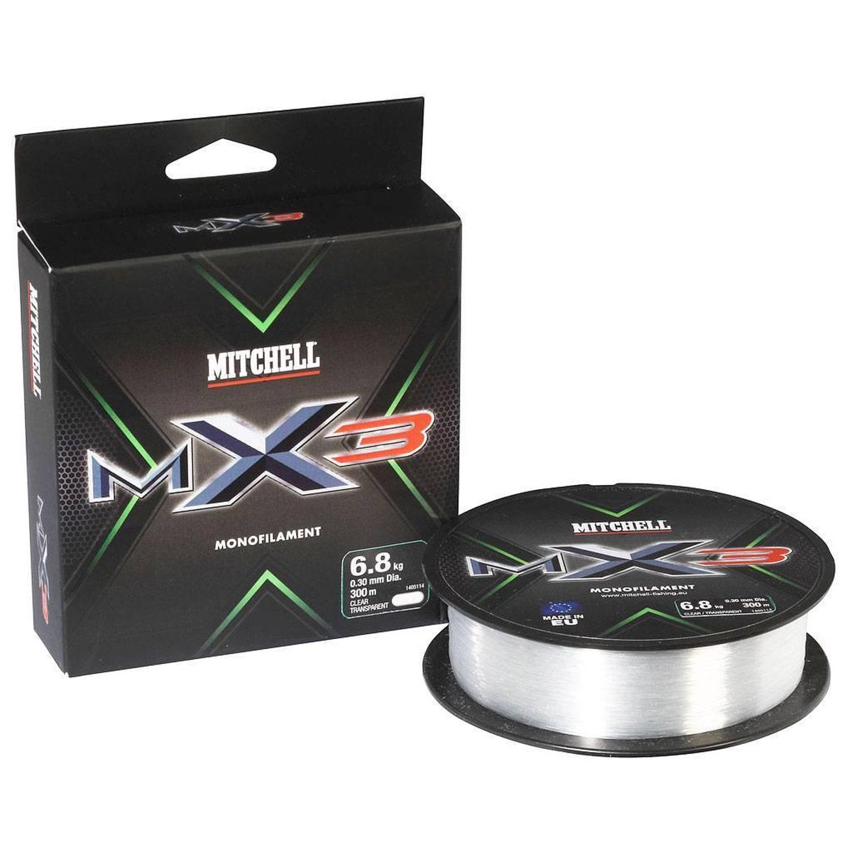 Mitchell MX3 Nylon Visdraad 300m Transparant Hengelsport Size : 0.50