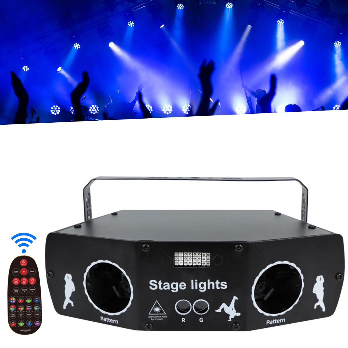 Glarity Discolamp Met Statief LED Party lights Laser RGB Laserlamp 5 Ogen - Discolicht - Party - Huisfeest - Stroboscoop - LED lamp - Lichteffect - Discolichten Effecten