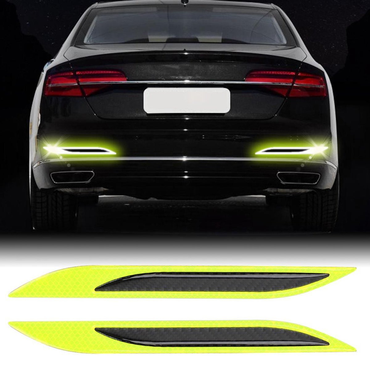 2 STKS Koolstofvezel Auto-Styling Achterbumper decoratieve strip