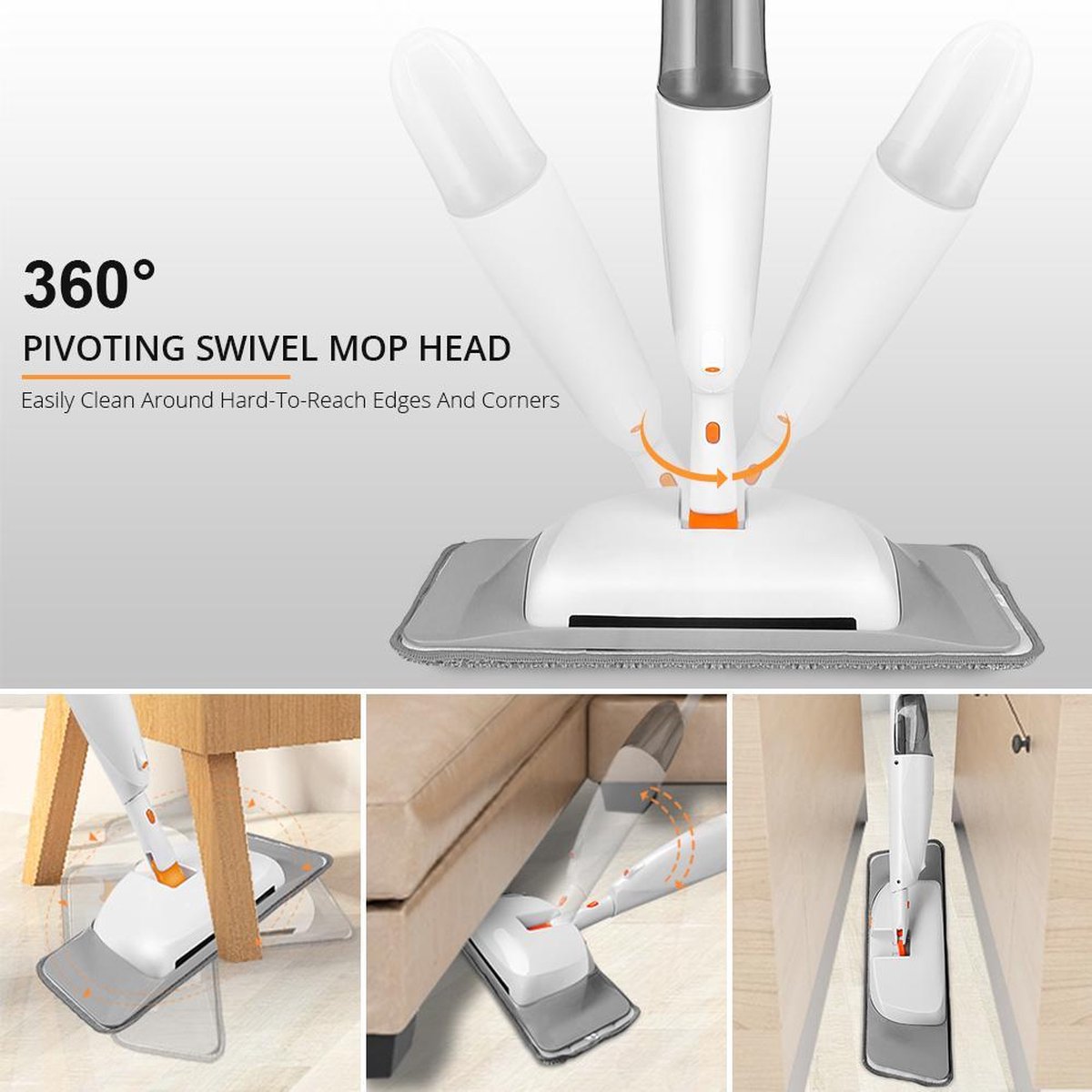 TBG 3-in-1 Water Handveger en Spray Mop Bezem Magic Set Quick Wash Vloerreiniging Huishoudelijke Tool Microfiber Platte lui With 3 PC Mop Pads