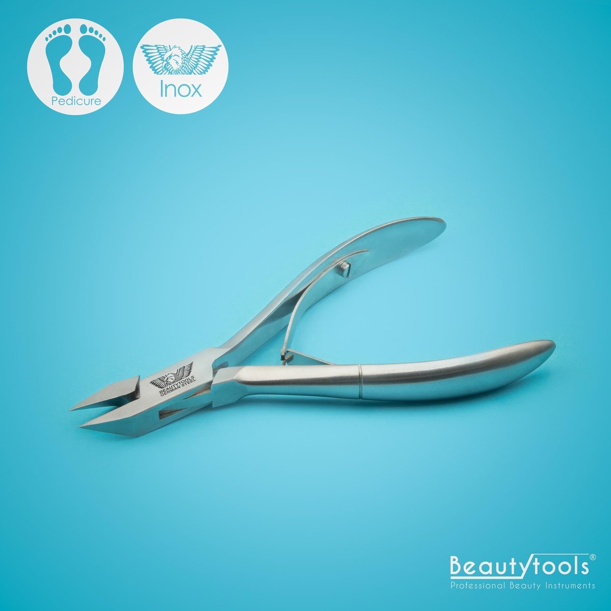 PROMO! BeautyTools INOX Nagelknipper/Nageltang Met Spitse Bek Voor Nagelhoekjes - Hoektang (Voor Ingegroeide Teennagels) - 14 mm Rechte Bek (NN-0164)