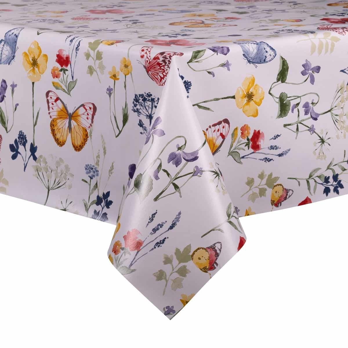 MixMamas Tafelzeil - 140 x 250 cm - Vlinders - wit