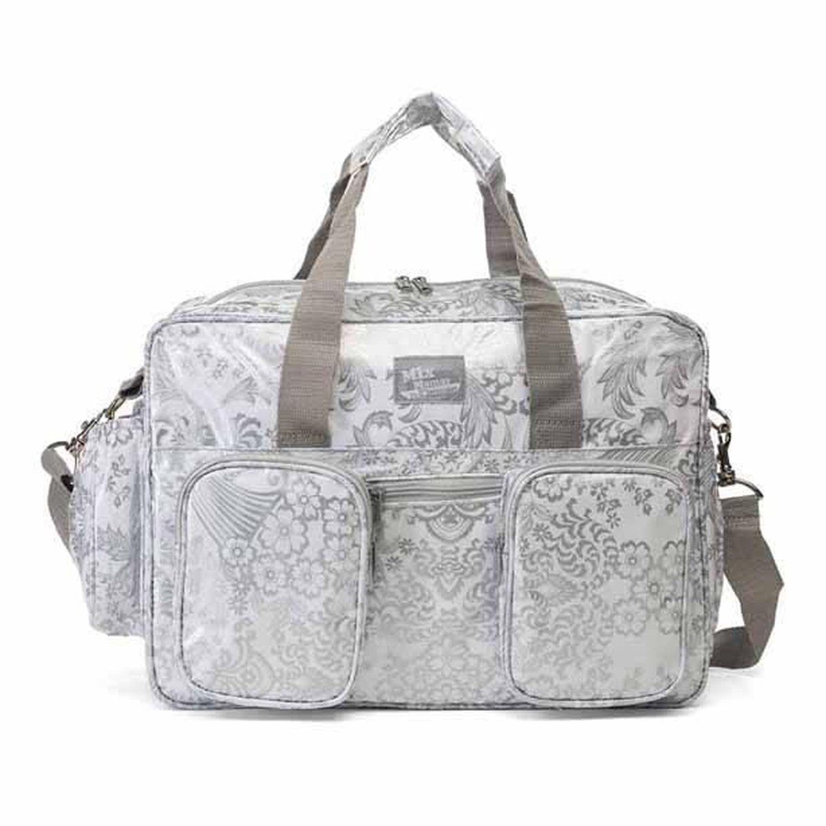 MixMamas Luiertas met luiermatje en luieretui - Barok - YKK - 40 x 29 cm - Zilver