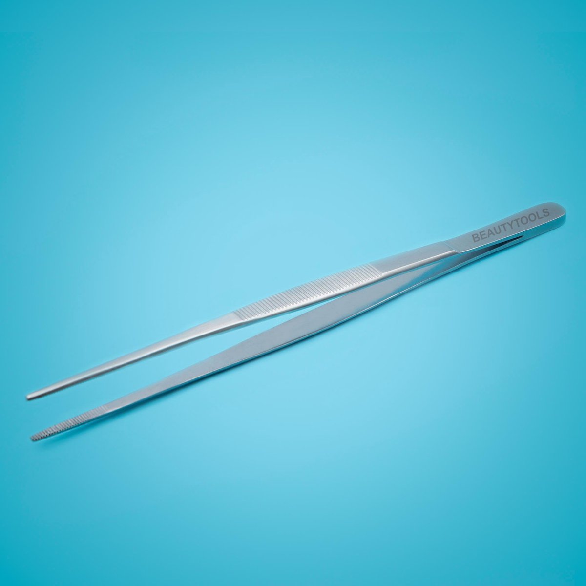 Beautytools INOX SOLID-GRIP 20 cm Puntpincet / Verbandpincet - Wattenpincet Voor Hygiënische Doeleinden - Afgerond Precisiepunt met Getand bek (Recht) (PT-1741)
