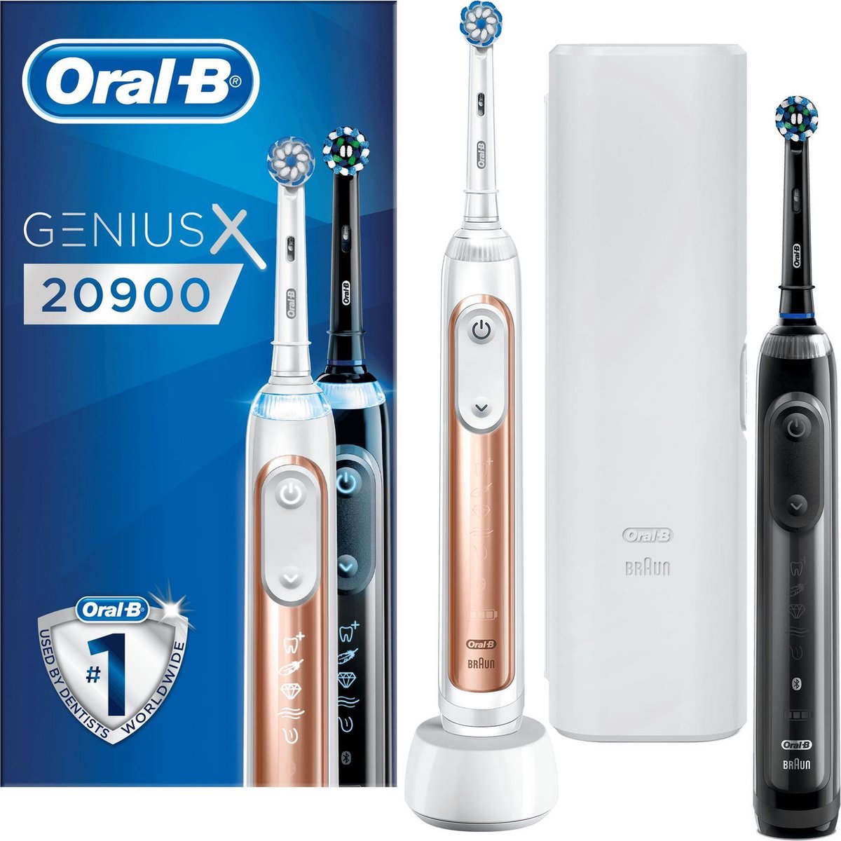 Oral-B Genius X 20900N - Roségoud En Zwart - Elektrische Tandenborstel - Duopack