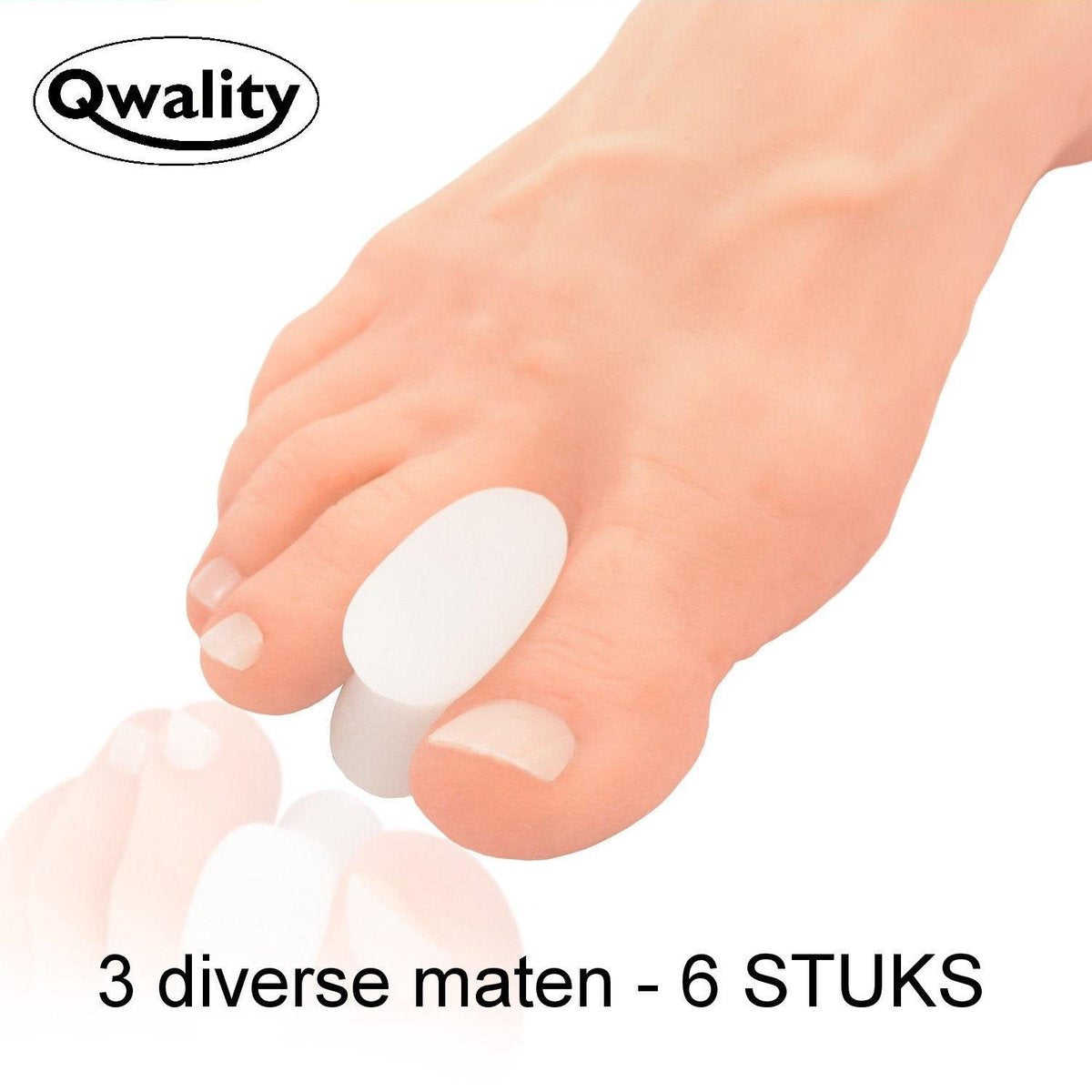 Teenspreider - Set van 6 - Tenenspreider - 3 PAAR (2x Maat S/M/L) - Hallux Valgus - Siliconen Teen Spreider - Qwality4u