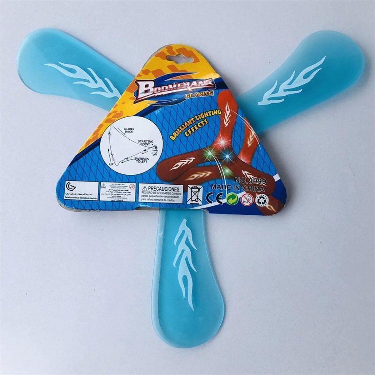 Glowing LED Triangle Boemerang frisbee Buiten voor kinderen BLAUW
