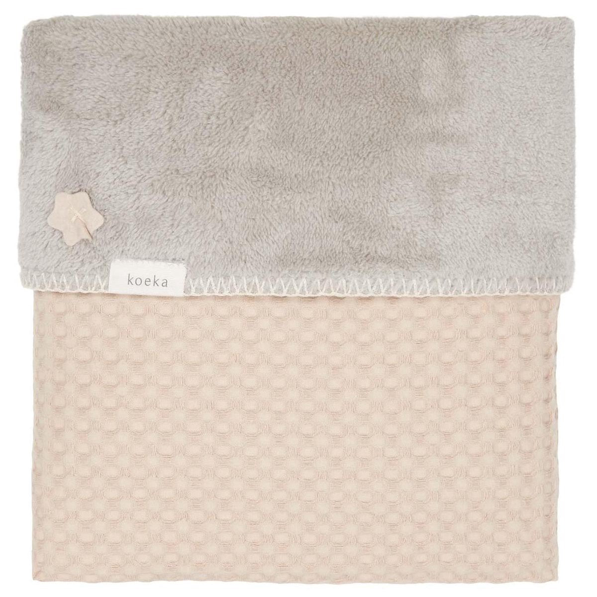 Koeka Wiegdeken wafel teddy Oslo - sand/misty grey 75x100cm