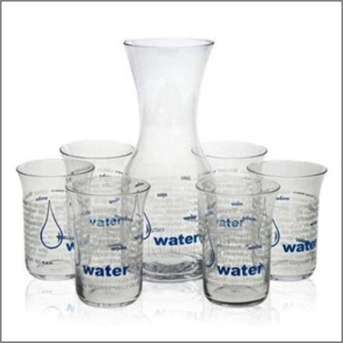 Glazen water karaf (900 ml) + 6 water glazen (250 ml)