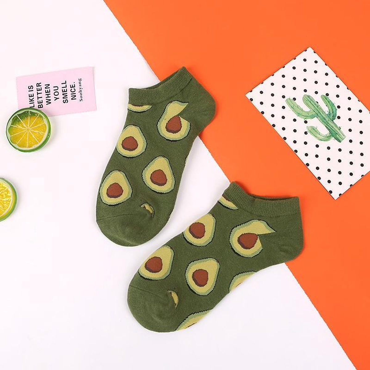 Fun sokken kort met Avocado (31232)