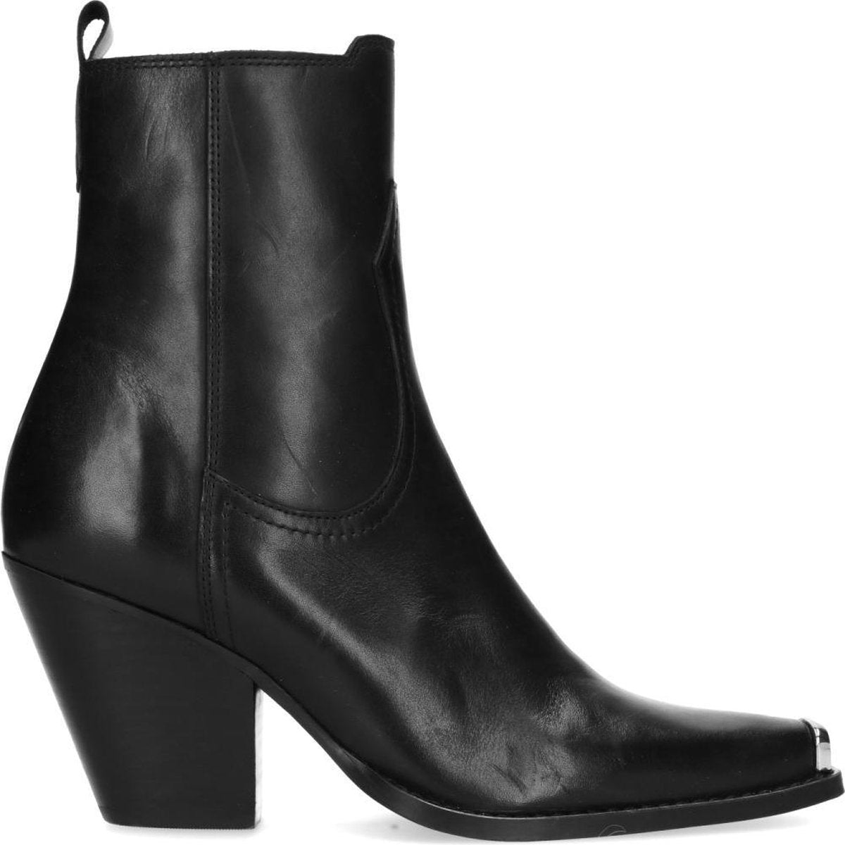 Sacha - Dames - Zwarte cowboylaarzen met metalen neus - Maat 39