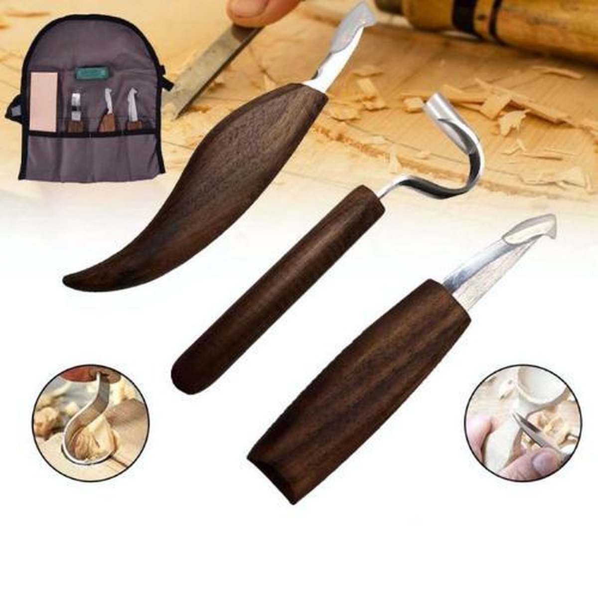 Dakta® Houtsnijset | Houtsnijwerk Set | Houtsnijbeitel | Houtsnijden | 5 Delig