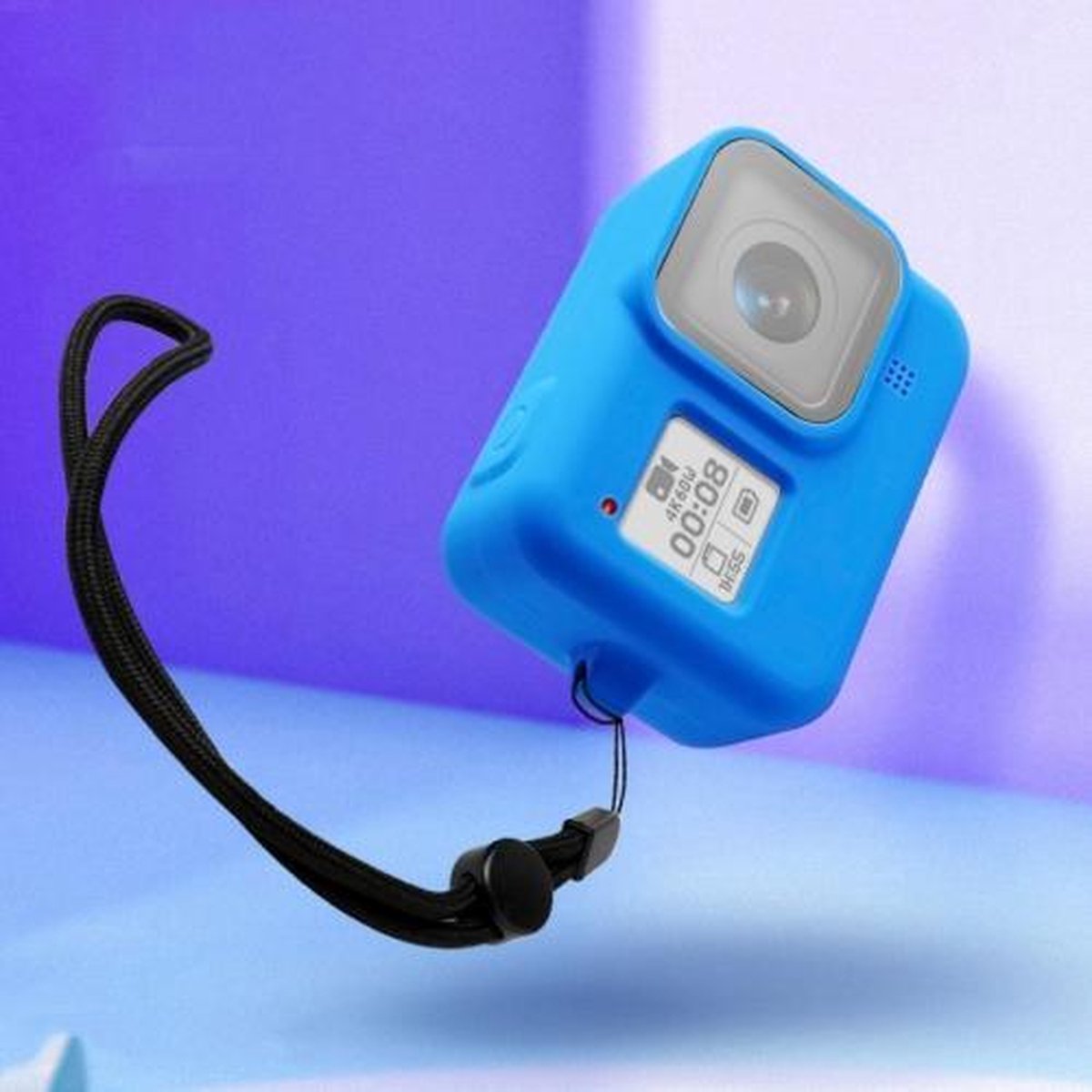 Siliconen beschermhoes met polsband voor GoPro HERO8 zwart (blauw)