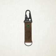 Big Green Egg - Leren Sleutelhanger met Karabijnhaak