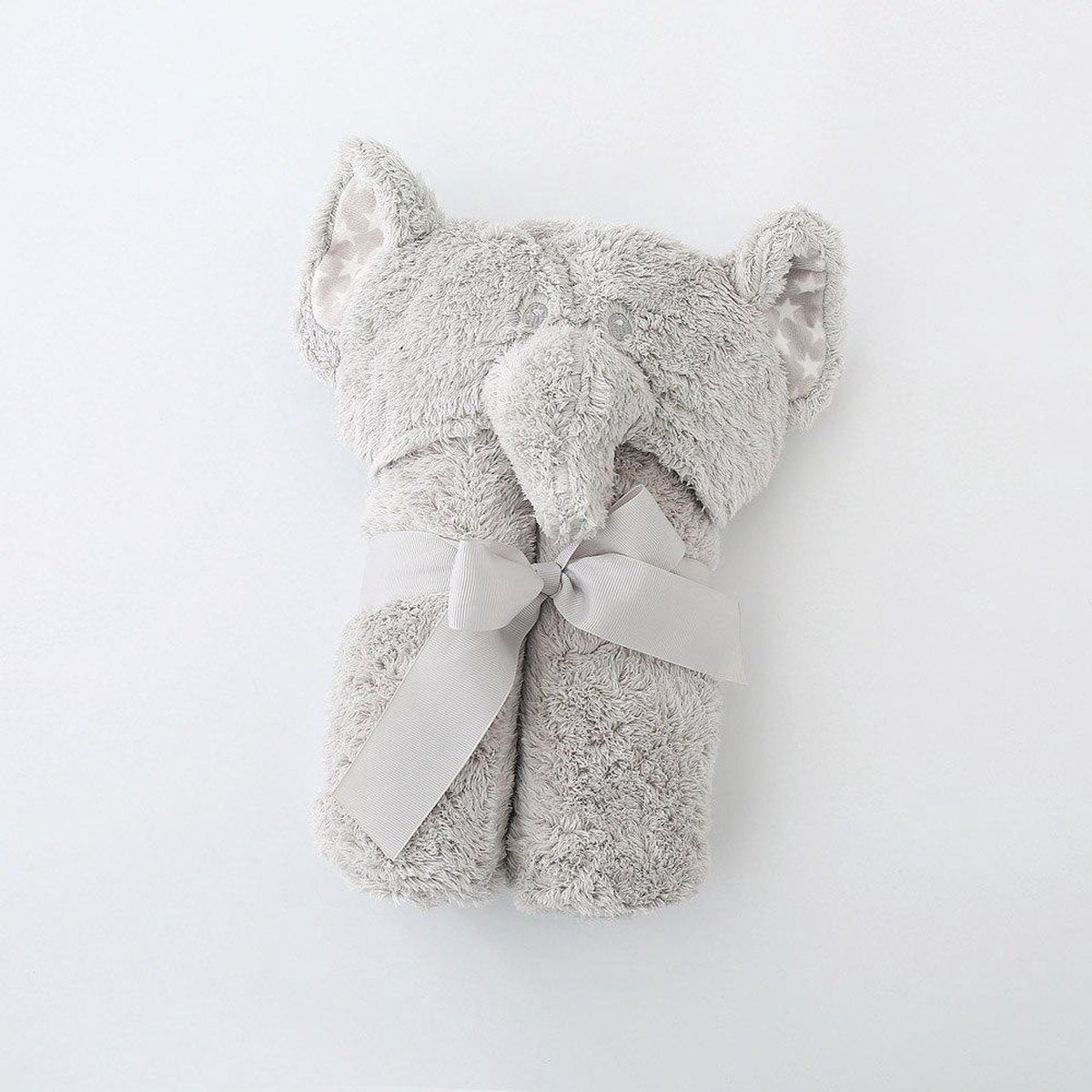 JillyBee - Badcape - Fleece - Knuffeldeken - Olifant - Grijs