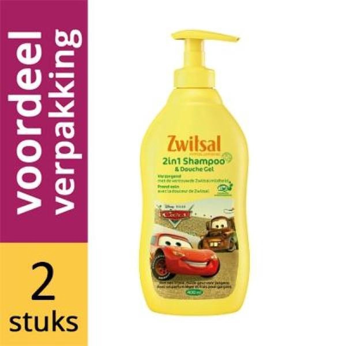 Zwitsal Cars 2 in 1 Shampoo & Douchegel - DUOPAK - 2 x 400 ml Pomp