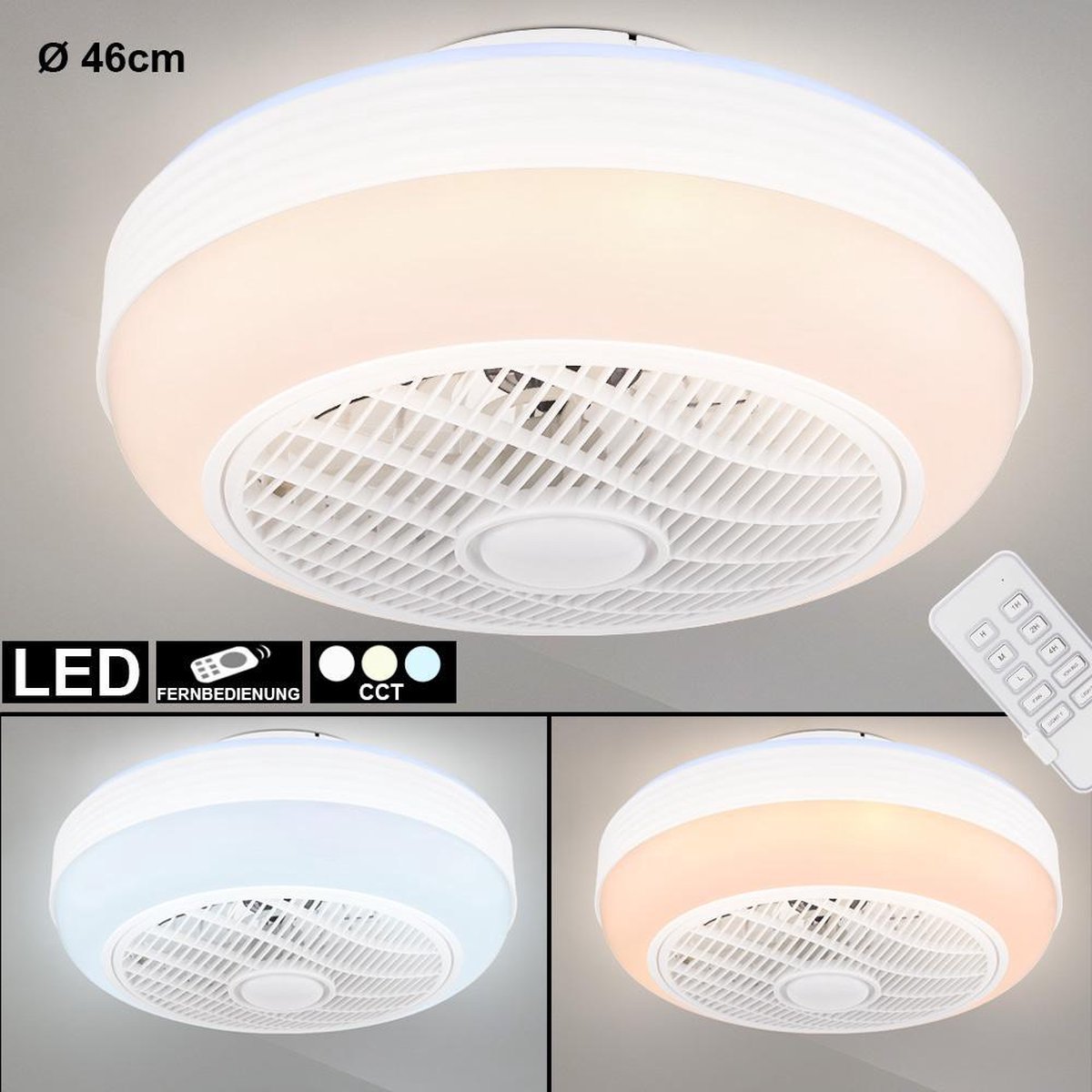 Lighting – ventilator plafond LED met afstandsbediening – plafond ventilator lamp – wit