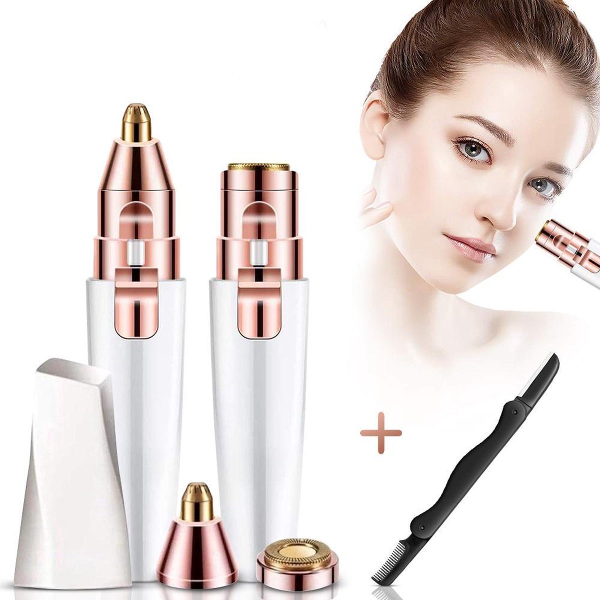 2 in 1 Wenkbrauw Trimmer INCLUSIEF Wenkbrauw Scheermesje - Elektrische Precisietrimmer Voor Vrouwen - Epilator - USB Oplaadbaar